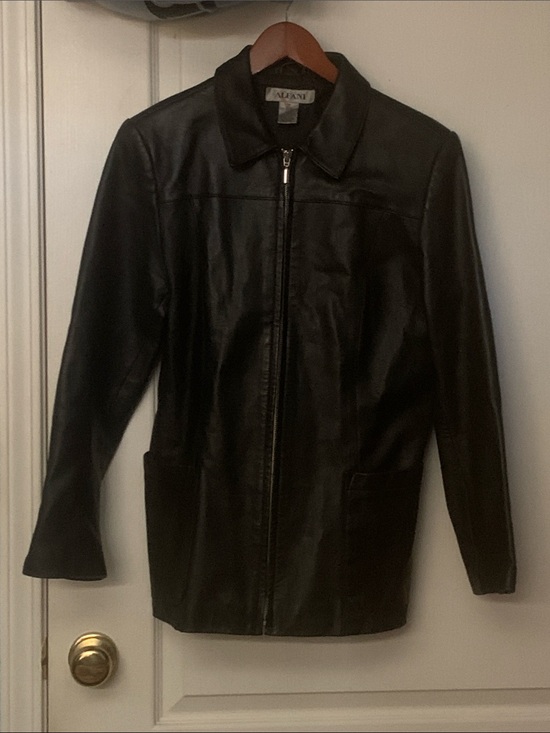 Alfani Jackets & Blazers - Alfani Black Leather Zip-Front Women's Jacket